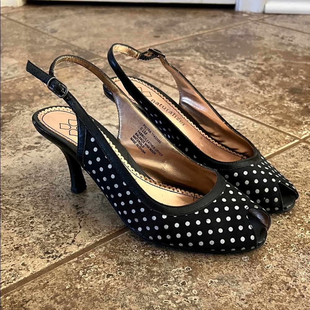 Naturalizer Black and White Polka Dot Heels